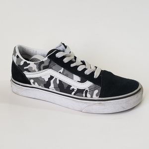 Vans Old Skool Shoe Kids Size 3 Camo Black White Low Top Lace Up Skateboad Skate
